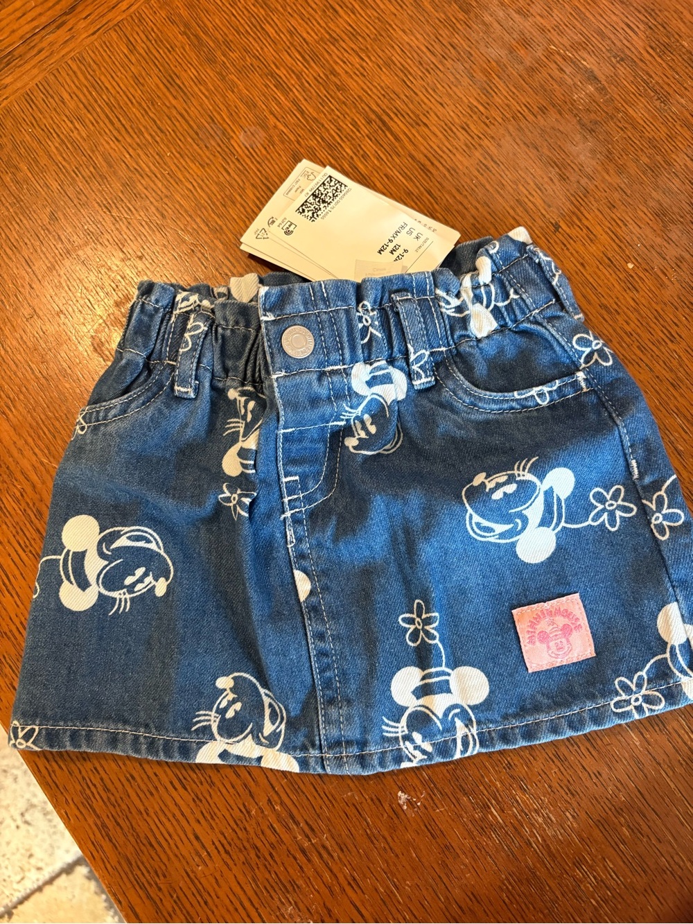 H&M Blue Denim Skirt with White Character Print